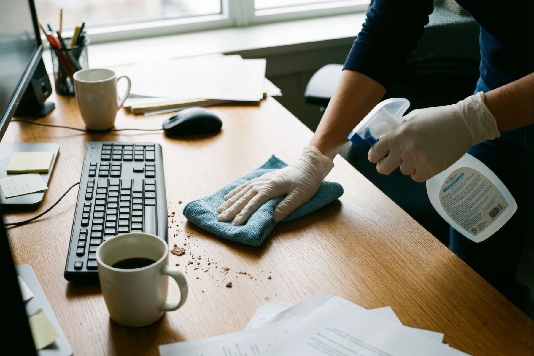 Cleaning professionals at work